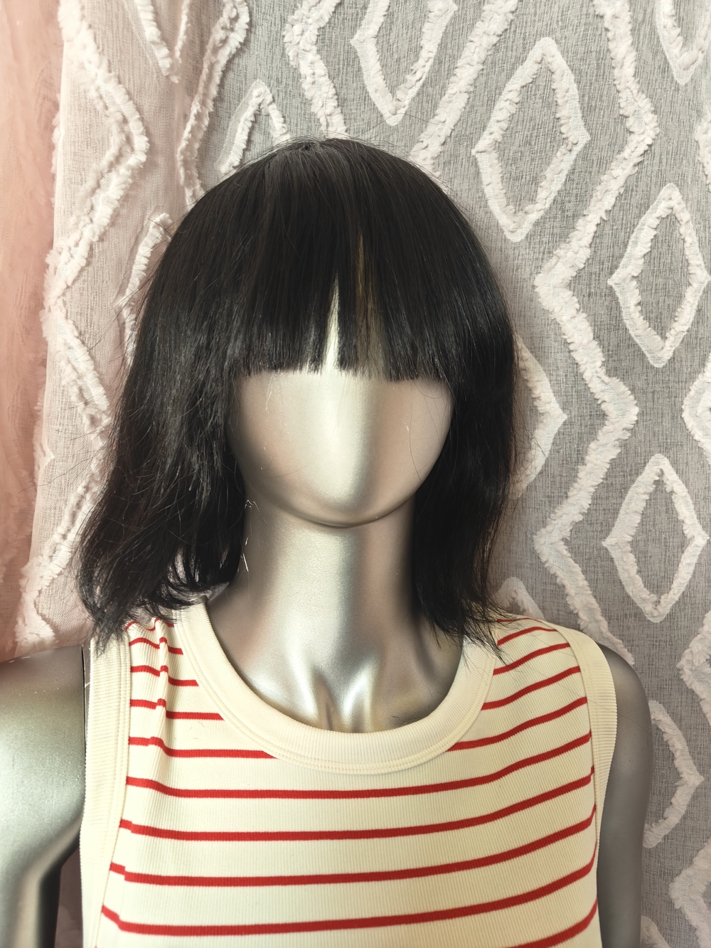 Classic Straight Bob Wig with Blunt Bangs - Picture 2 of 10